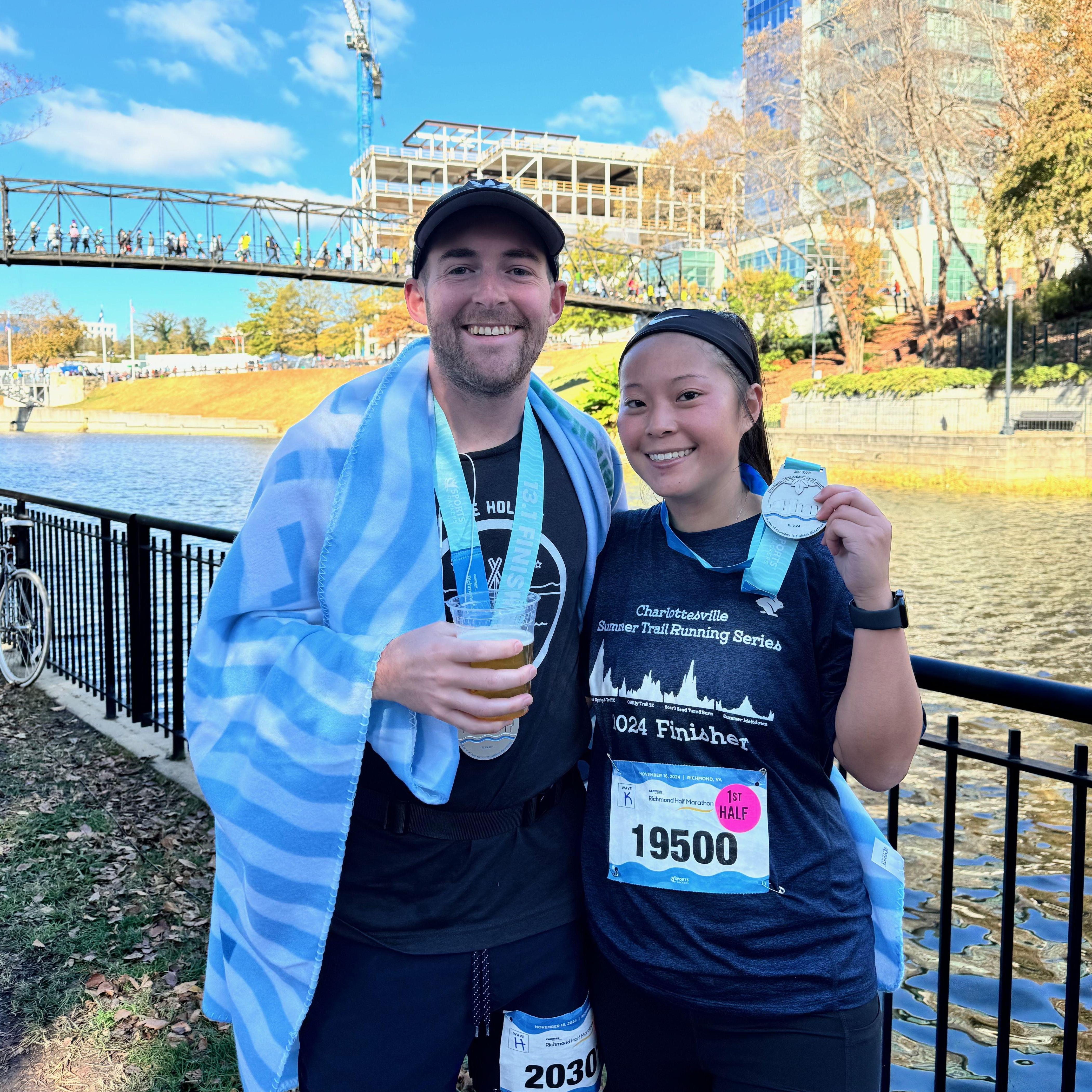 We both ran our first half marathon this past November in Richmond, VA