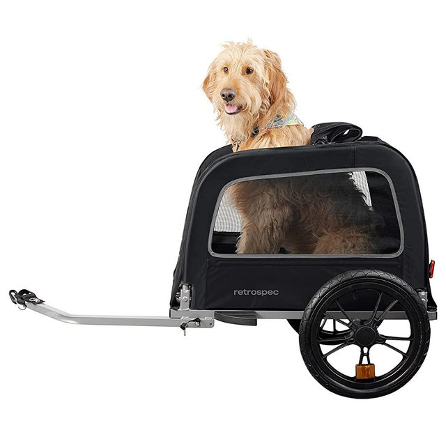 Retrospec Rover Waggin' Pet Bike Trailer - Small & Medium Sized Dogs Bicycle Carrier - Foldable Frame with 16 Inch Wheels - Non-Slip Floor & Internal Leash