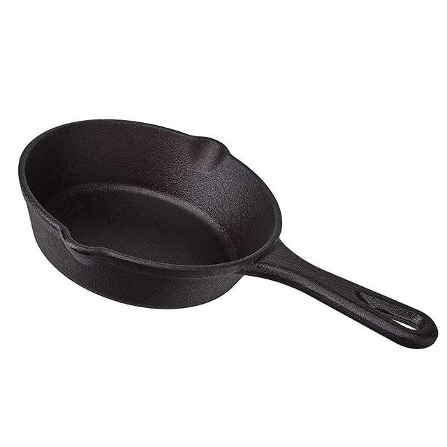 Cuisinel Cast Iron Skillet - 6"-inch Frying Pan with Drip-Spouts - Preseasoned Oven Safe Cookware - Indoor/Outdoor Use - Grill, Stovetop, Broiler, BBQ, Fire Pit, Gas and Induction Safe