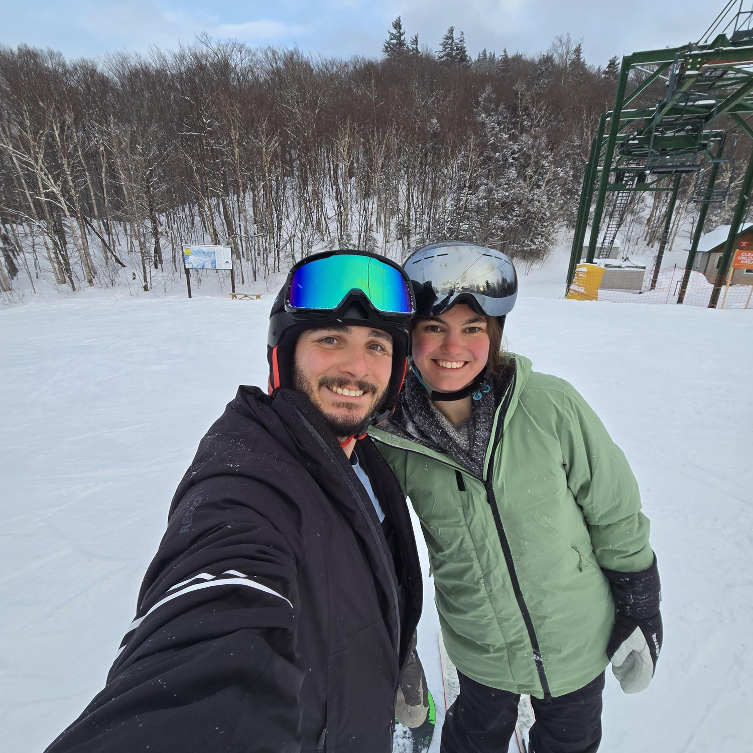 Hunter's first time Snowboarding in Vermont.