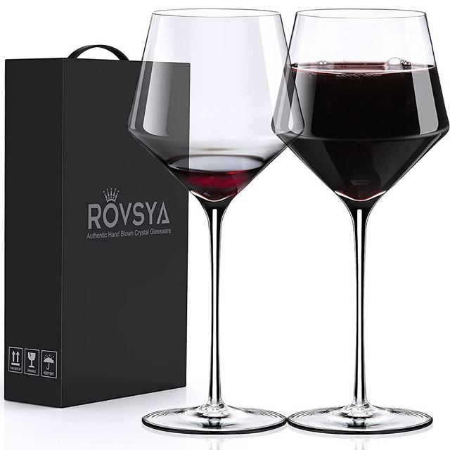 Red Wine Glasses Set of 2, Hand Blown Burgundy Glasses-Ultra-thin,Light for Best Wine Tasting,16 OZ, Perfect Gifts for Valentine's Day, Anniversary, Birthday …