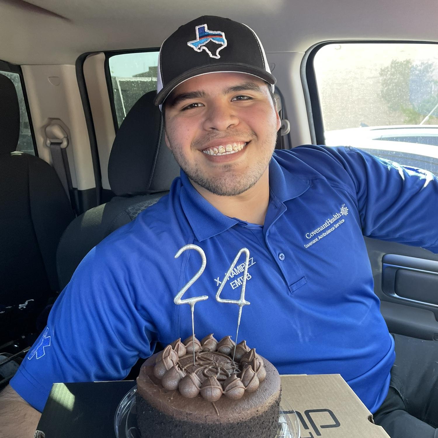 Liz surprised X on his birthday while he was at work!