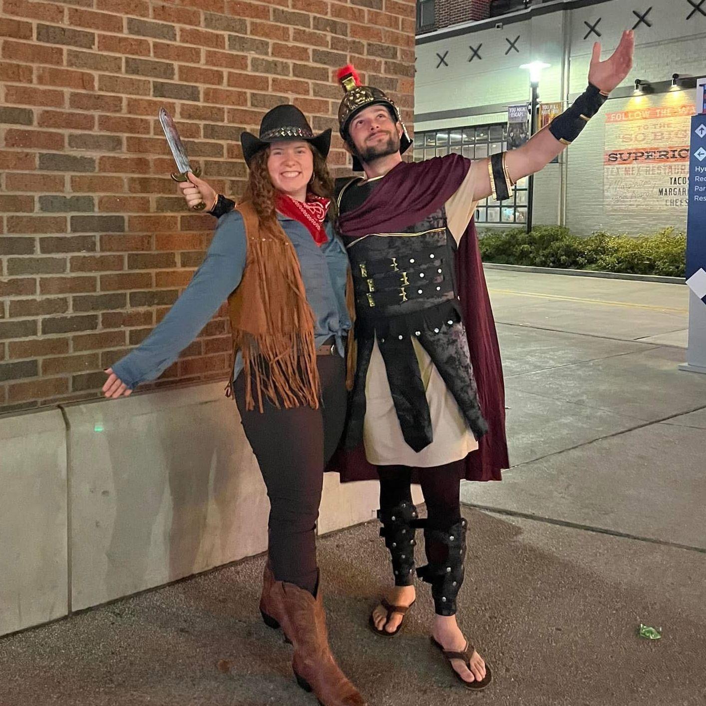 Halloween dressed up as Octavius and Jedediah from Night at the Museum!