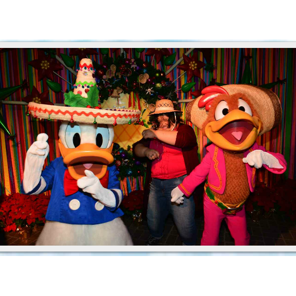 Elise dancing with Panchito & Donald