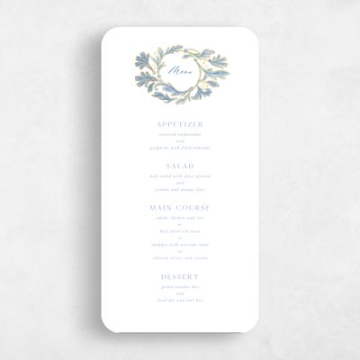 Blue Rounded Wedding Menu - Briar Foil