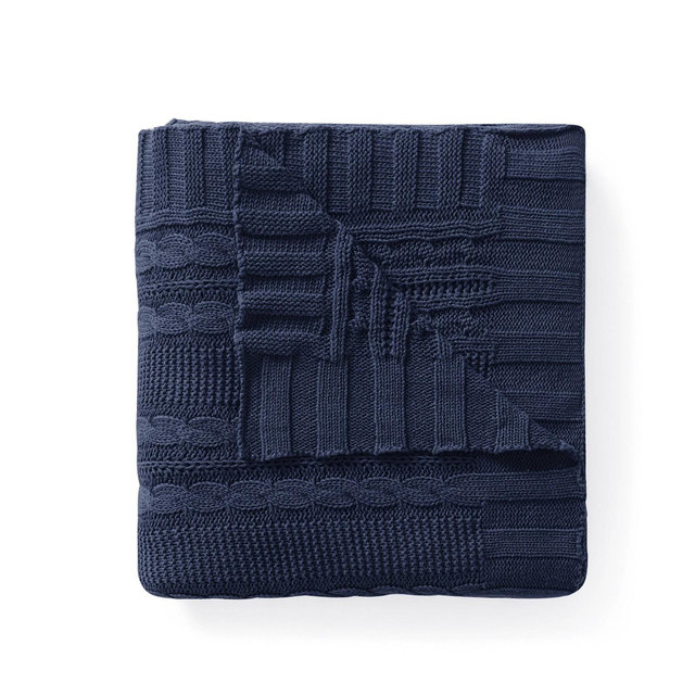 50"x70" Home Dublin Cable Knit Throw Blanket Navy - VCNY