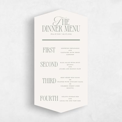 Green Diamond Wedding Menu - Orable Classic