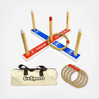 Premium Wooden Ring Toss Game with Carrying Case