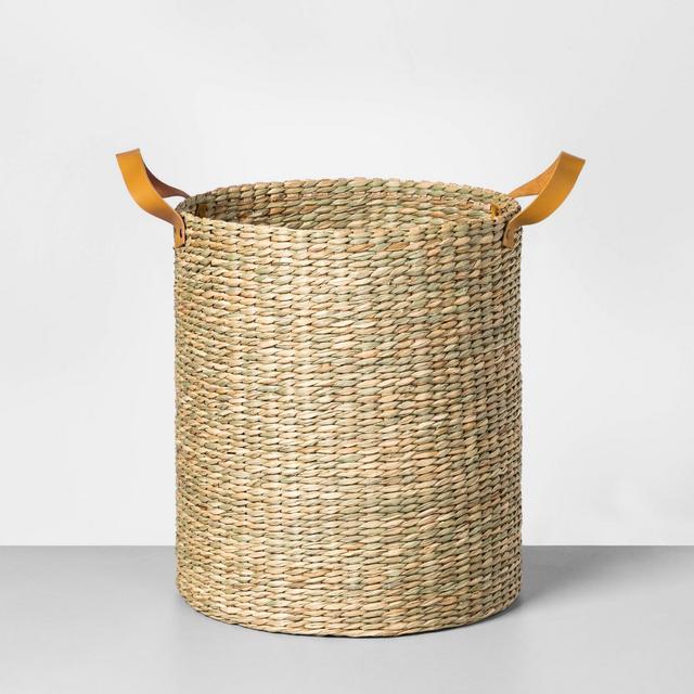 Tall Seagrass Basket with Leather Handle Large - Hearth & Hand™ with Magnolia