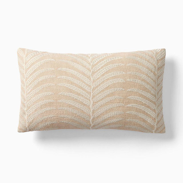Woven Palm Pillow Cover, 12x21, White