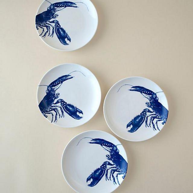 Caskata Lobster Blue Canapes, Set of 4