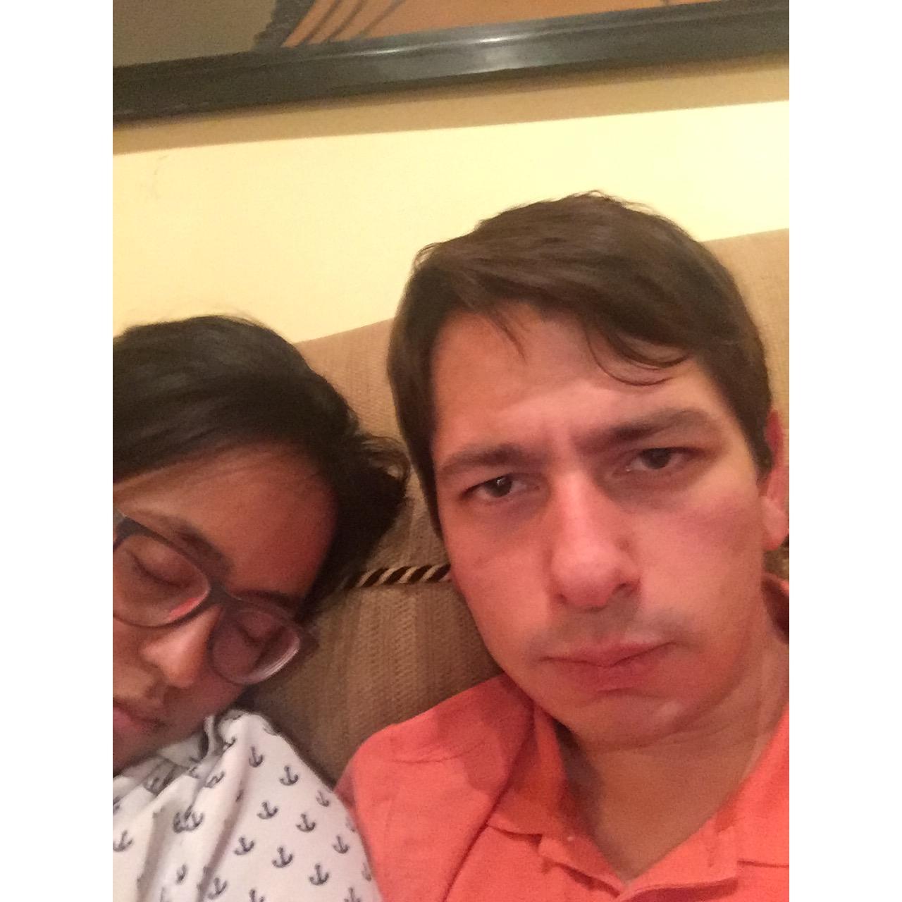 Nathalie's first Thanksgiving.. learning first hand the effect of  too much turkey