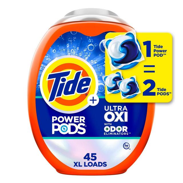 Tide Ultra Oxi Power Pods with Odor Eliminators for Visible and Invisible Dirt Laundry Detergent Pacs - 72oz/45ct