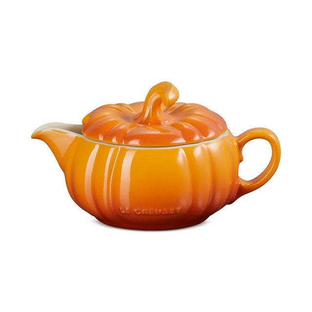 Le Creuset Stoneware Pumpkin 14-Oz. Gravy Boat with Lid - Persimmon