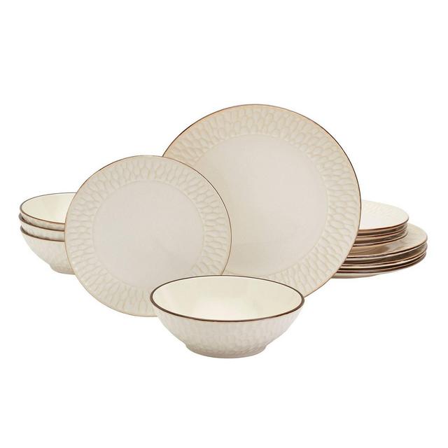 12pc Stoneware Selena Dinnerware Set White - Tabletops Gallery