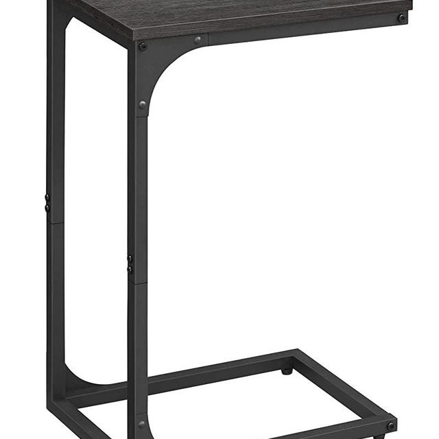 VASAGLE Small Side Table, C Shaped End Table for Sofa and Bed, TV Tray Table with Metal Frame for Couch, Living Room, Bedroom, Ebonized Oak and Black