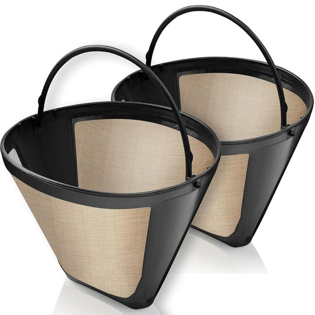 2-Pack #4 Reusable Permanent Cone Coffee Filters - Compatible with Cuisinart 10–14 Cup Brewers (DCC-3200, DCC-1200, DCC-3400) & Ninja Coffee Makers - Stainless Steel Mesh, Dishwasher-Safe by GoodCups