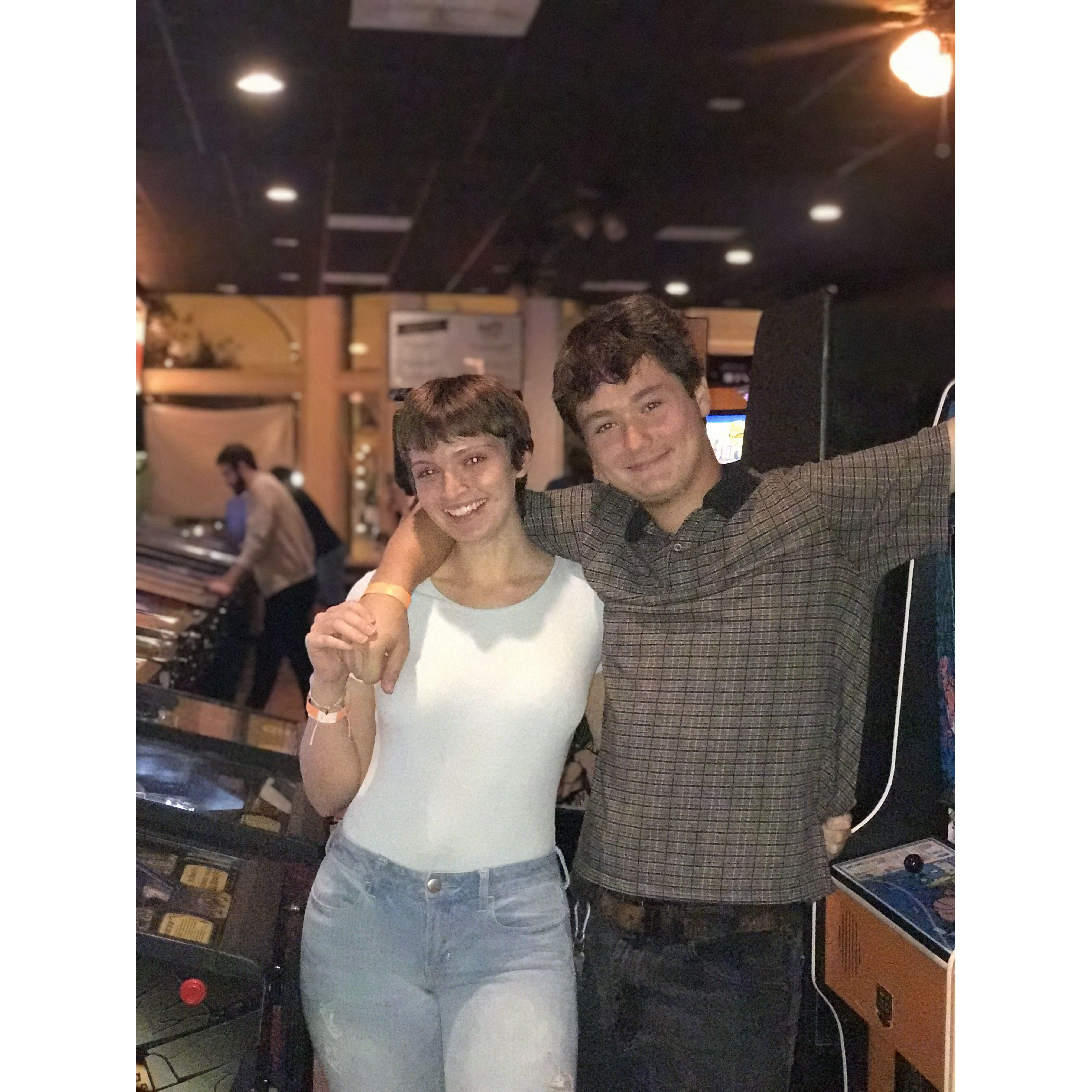 Enjoying an evening of arcade games at Replay Arcade in Tarpon Springs.