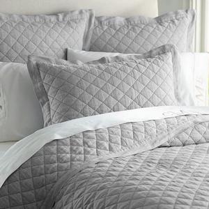 Belgian Flax Linen Diamond Quilt, King/Cal. King, Flagstone