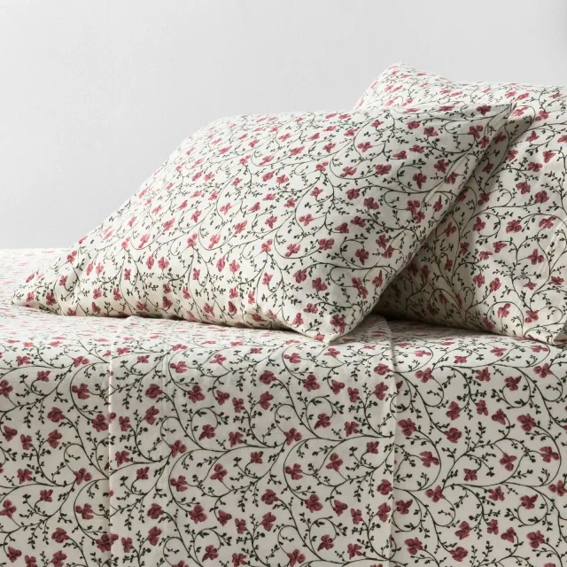 Queen Ultra Soft Flannel Sheet Set Ivory Floral - Threshold™