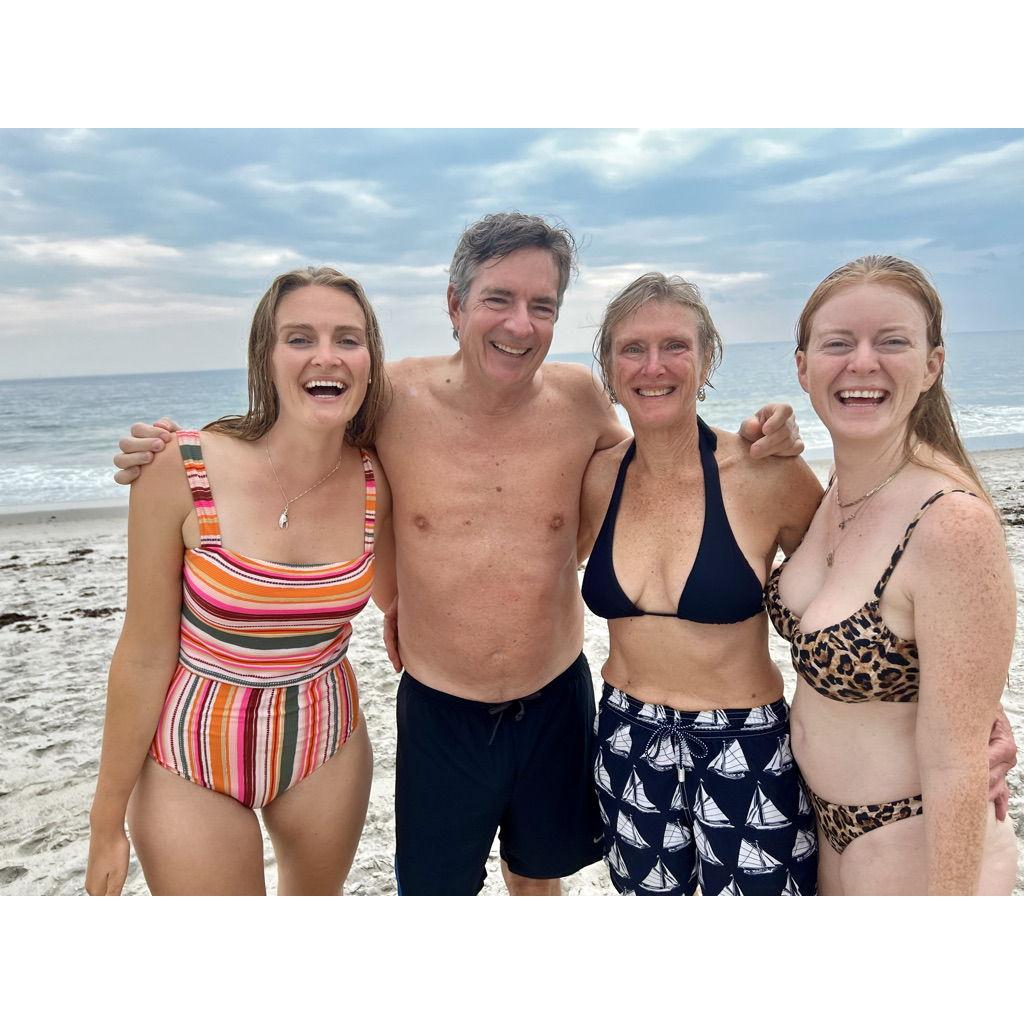 Family swim with Rosie and Christine in Biddeford Pool