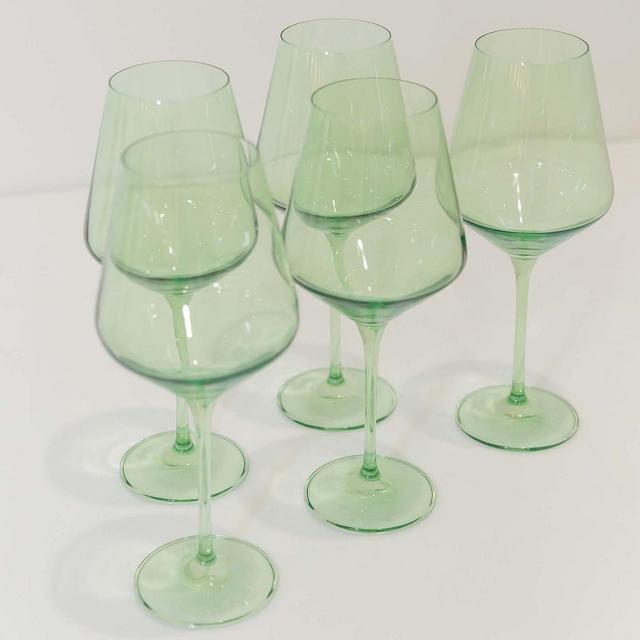 Estelle Colored Stemware Glass, Mint Green, Set of 6