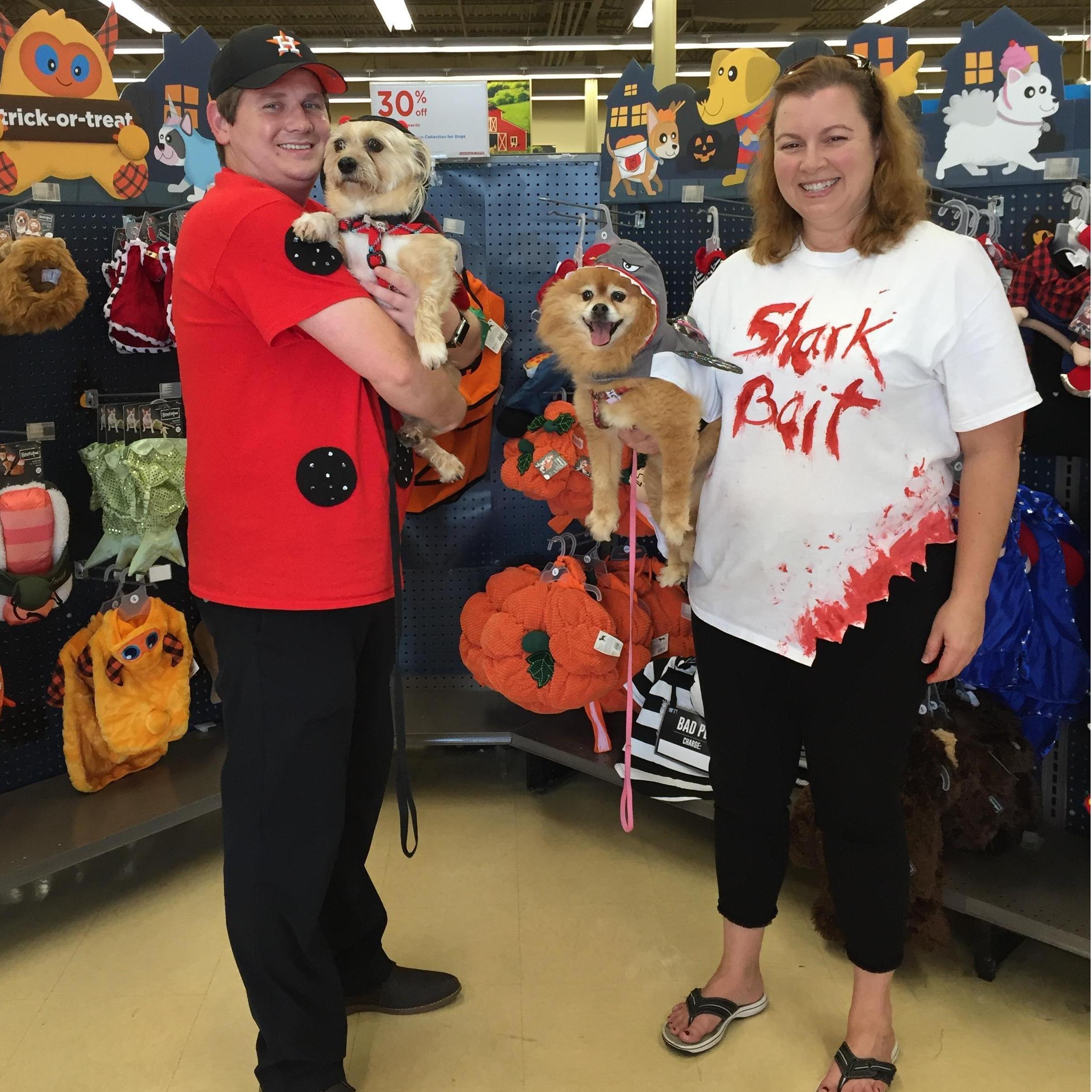 Lady Guy with his Lady Bug and Shark with Shark Bait! Costume contest, the girls won 1st Place!