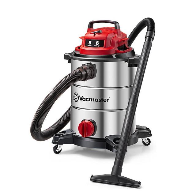 Vacmaster Shop Vac VOC812SF 1101 8-Gallon Premium Stainless Steel Wet/Dry Vacuum, Red Edition, 8 Gal