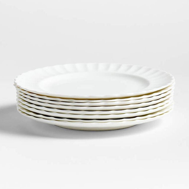 Capella White Bone China Dinner Plates, Set of 8