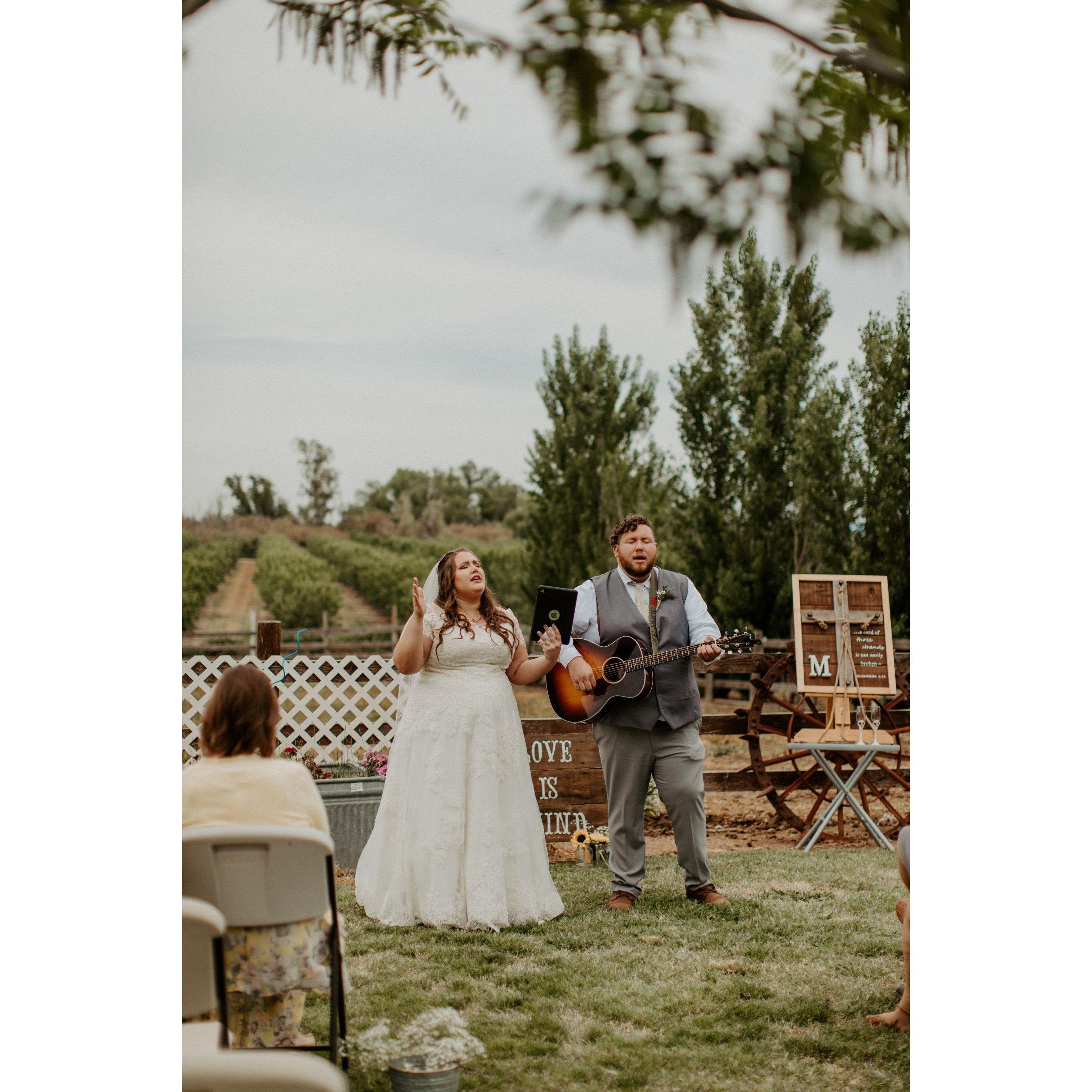 Brandon and Lynnsae led worship during the ceremony.