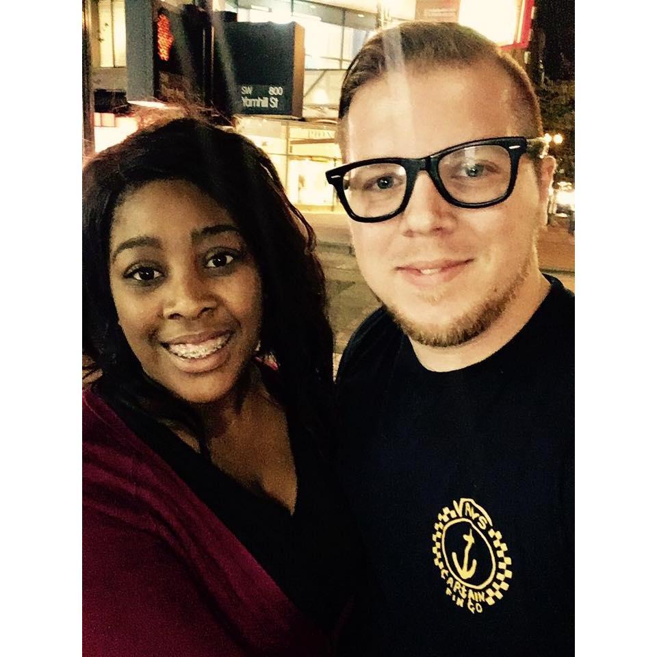 Walking the streets of downtown Portland. This was an interesting night. We had food from a food cart and some interesting encounters with drunk people.