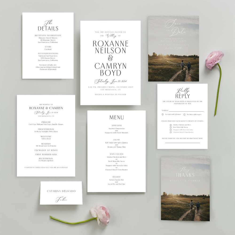 Paloma Portrait | White | Zola Wedding Invitations