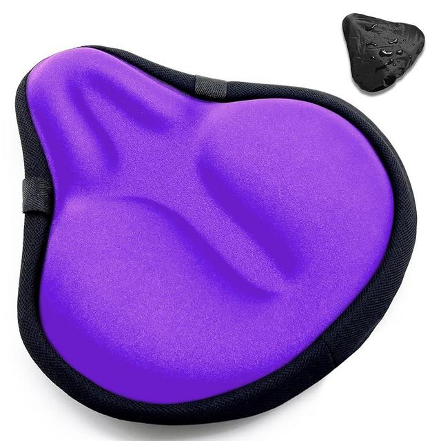 Bike Seat Cover, HUIOK Wide Gel Exercise Bike Seat Cushion for Women Men Comfort, Fits Spin, Stationary and Cruiser Bikes, Indoor Outdoor Cycling, Water Dust Resistant Cover Included