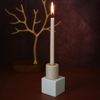 Stone T-Light & Metal Base Candle Holder