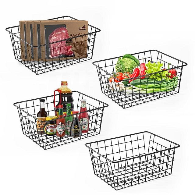 Pantry Baskets Pantry Organization and Storage 4 Pack Large Wire Baskets for Organizing Pantry Storage Bins Wire Basket for Storage Pantry Wire Storage Baskets Metal Basket Wall Hanging Basket