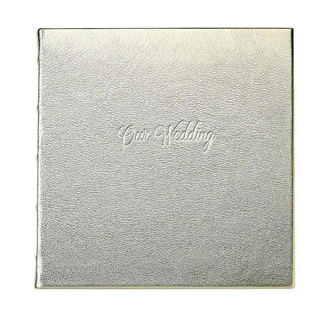 Leather Wedding Book, White/Gold