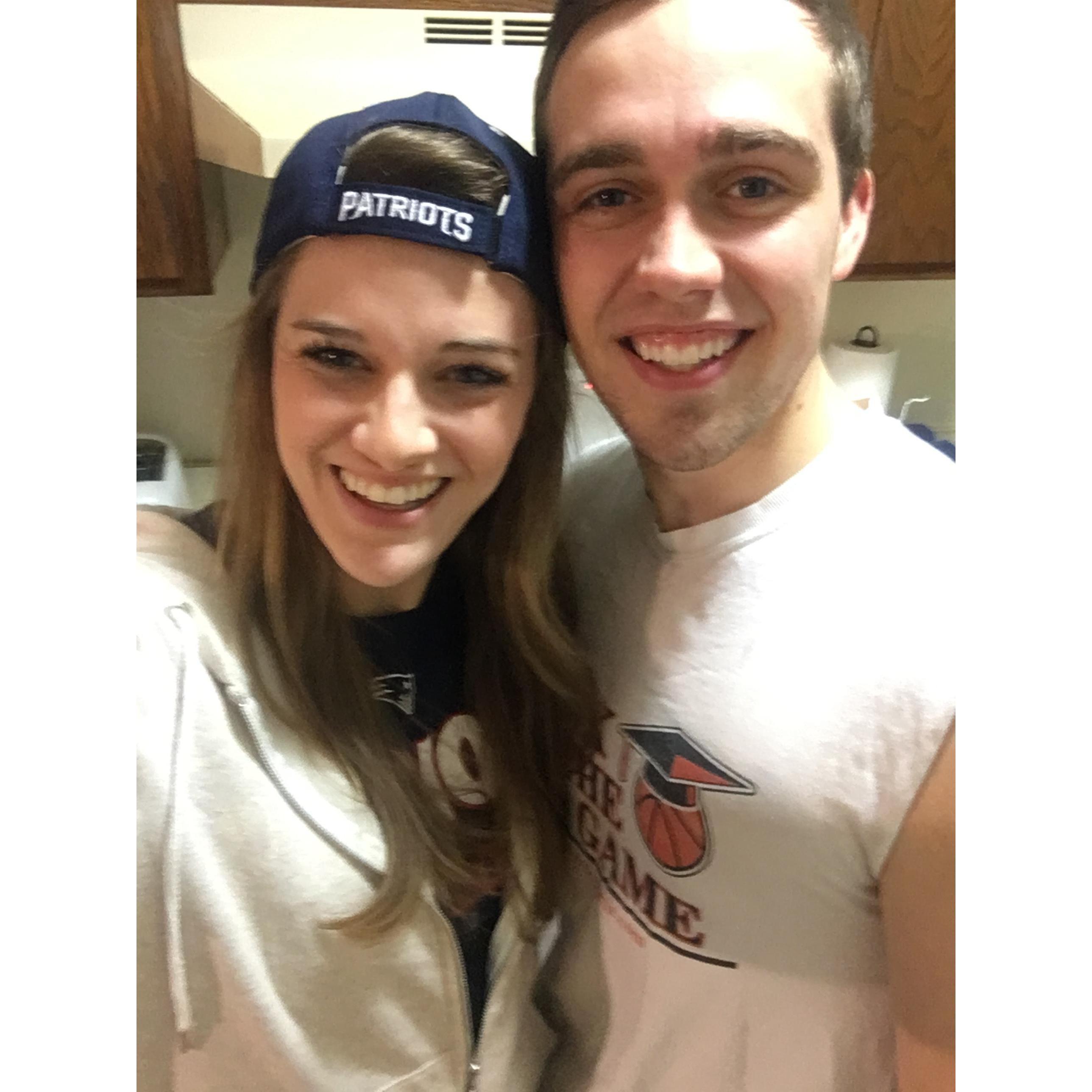 Just moments before the Patriots won the superbowl