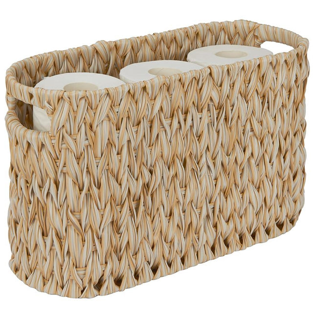ROSOS Toilet Paper Storage,Toilet Paper Basket for Bathroom Storage 6 Rolls, Waterproof Toilet Paper Organizer for Storage, Freestanding Toilet Paper Storage Basket, Beige