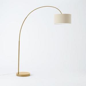 Overarching Linen Shade Floor Lamp- Antique Brass - Natural