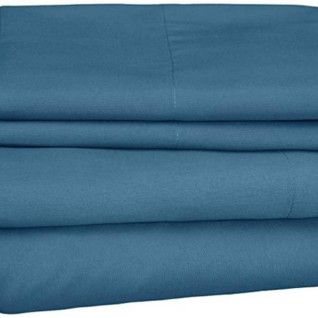 Amazon Basics Soft Microfiber Sheet Set with Elastic Pockets - Queen, Still Water