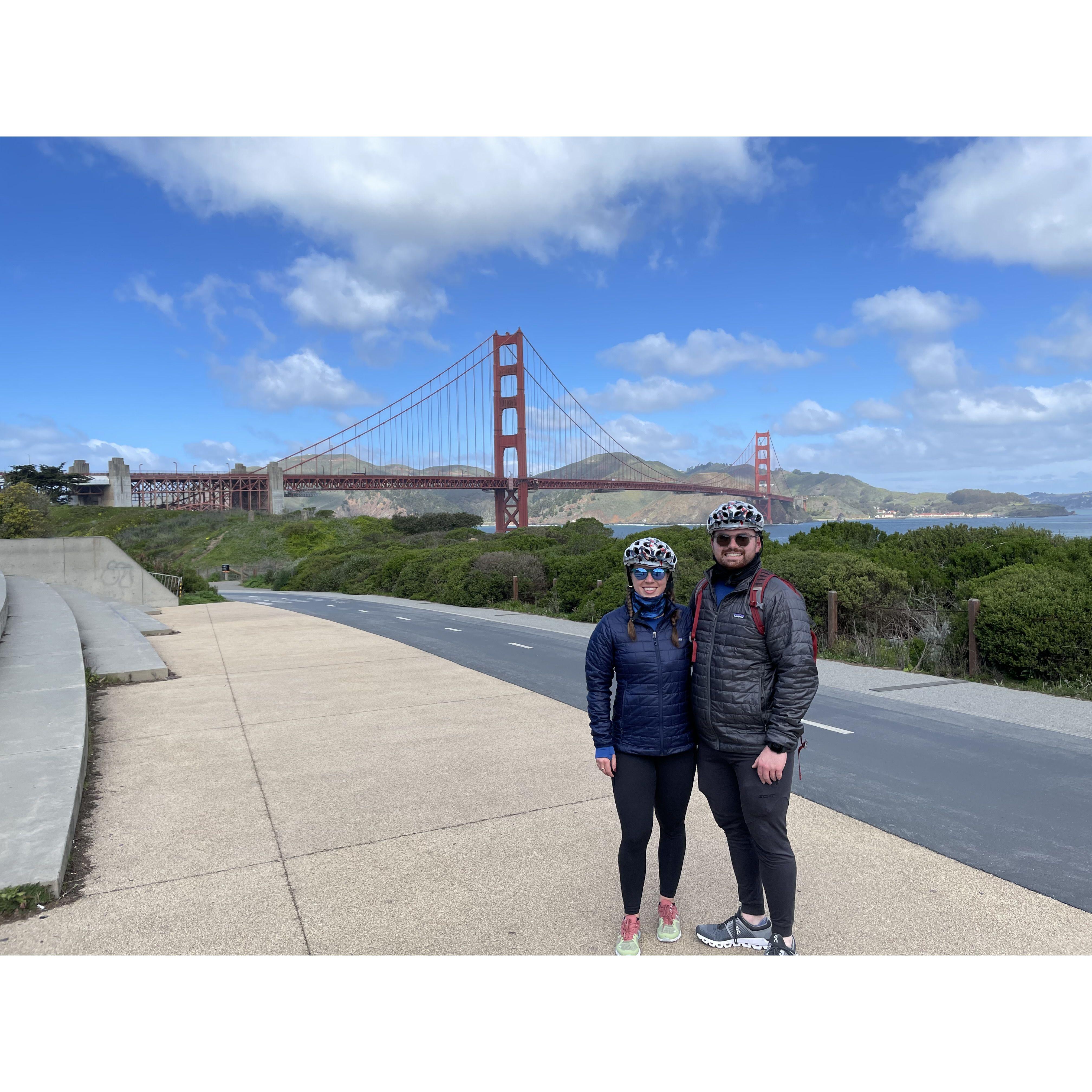 Bike riding through San Francisco on our apartment hunting trip in March 2021.