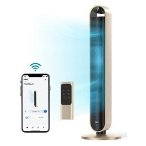 Dreo - 120°Oscillating Bladeless Fan for Bedroom, 25dB Quiet DC Motor, Standing Fan with Remote, 12 Hyper Wind Speeds - Gold