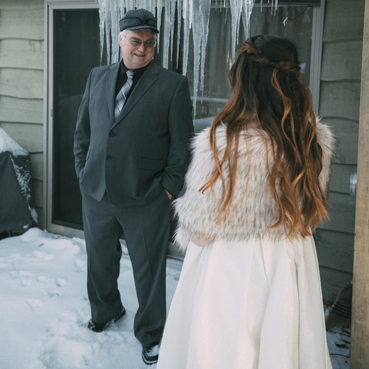Emily's first look with her dad