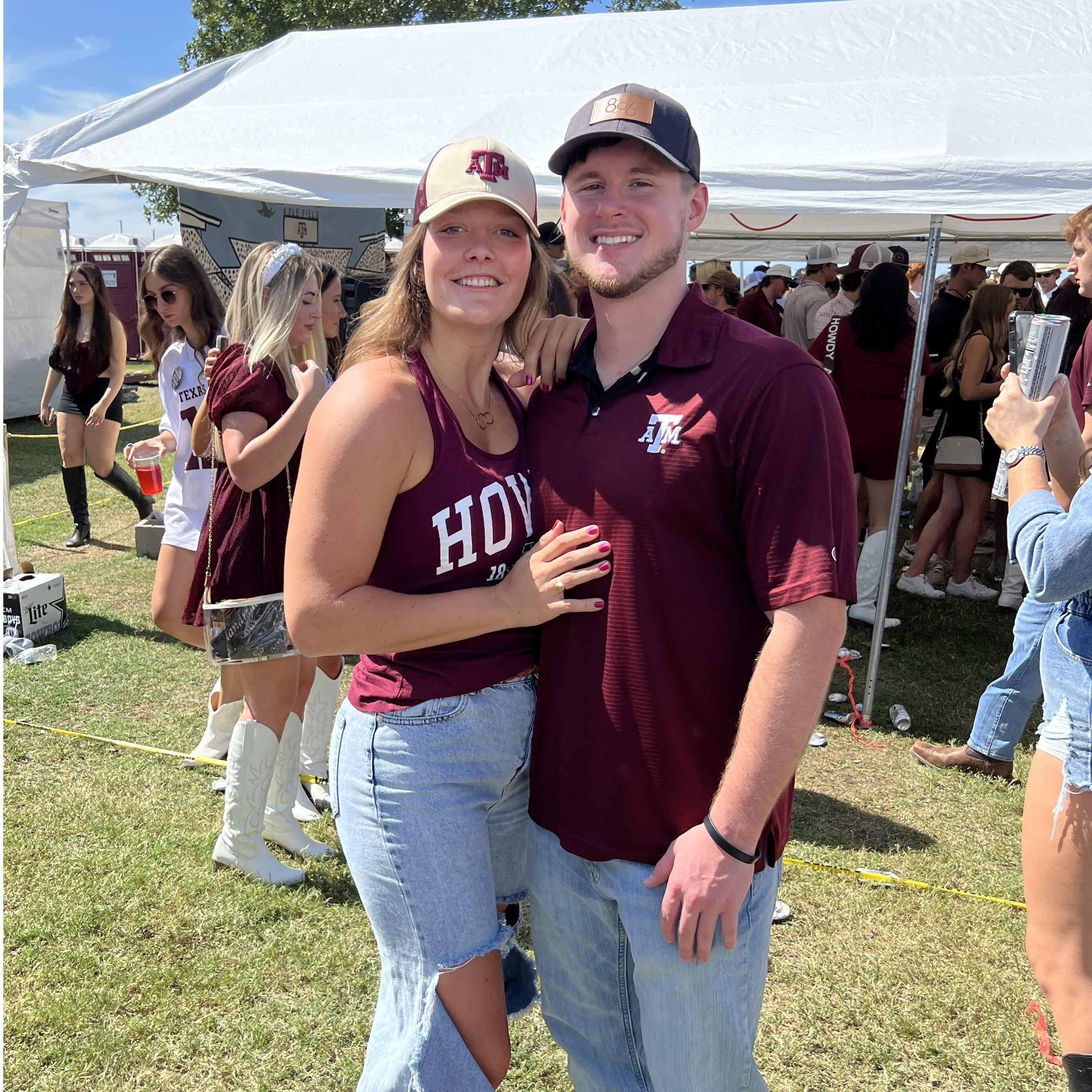 Noah’s last football game as a Texas A&M graduate student! We met in College Station, TX while Bailee was working in the strength and conditioning department.
