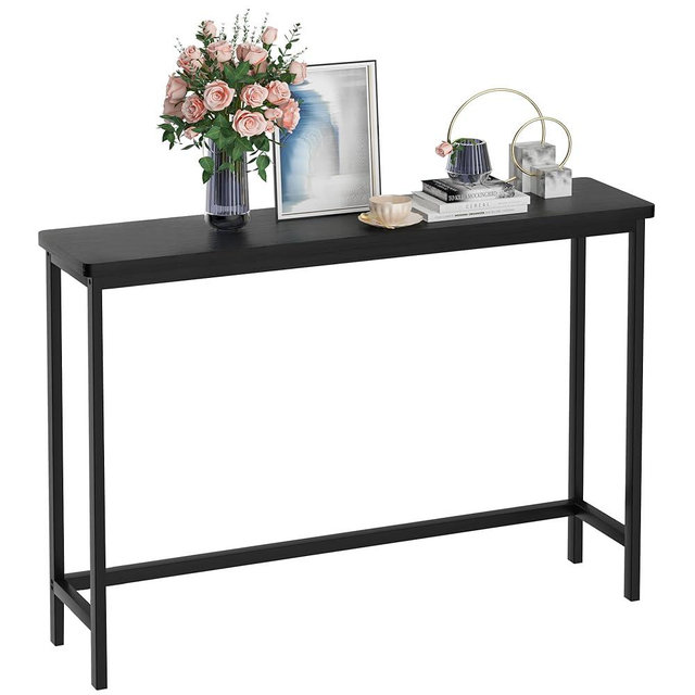 VASMIA Console Table, Entryway Table, Narrow Sofa Table, 39" Bamboo Hallway Table for Entryway, Living Room, Bedroom, Foyer, Black