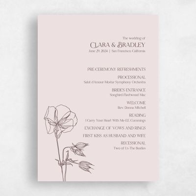 Light Mauve, Purple Wedding Program - Flora
