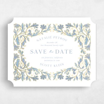 Blue Ticket Wedding Save the Date - Briar Landscape Foil