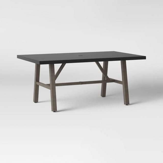 Faux Wood 6 Person Rectangle Patio Dining Table with Faux Concrete Tabletop - Smith & Hawken™