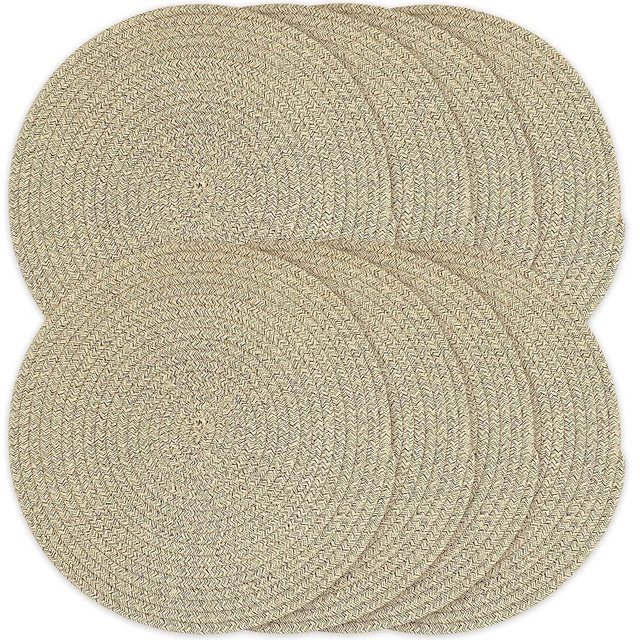 Kochorie Set of 8 Woven Cotton Round Placemats, 13 Inch Boho Table Place Mats for Kitchen and Dining Table, Farmhouse Heat Resistant Washable Trivets, Fall Thanksgiving Christmas Décor (Brown)