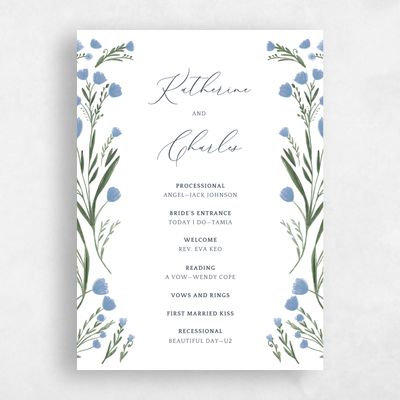 Dusty Blue Wedding Program - Pemberton